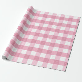Roze & Witte Klassieke Gingham Patroon Cadeaupapier