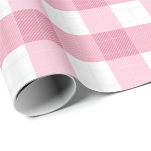 Roze & Witte Klassieke Gingham Patroon Cadeaupapier