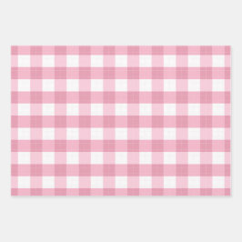 Roze & Witte Klassieke Gingham Patroon Inpakpapier Vel