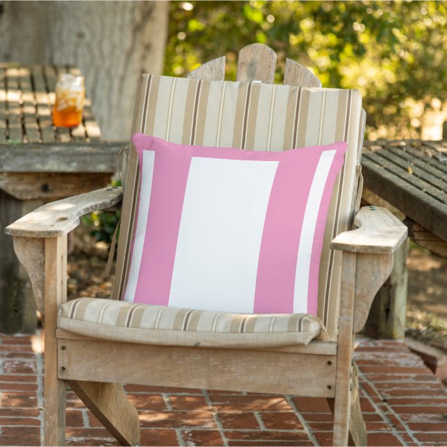 Roze + witte kleur blok buitenkussen (Stoel)