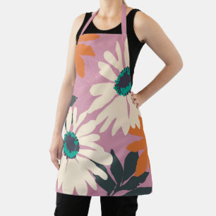 Roze Witte Kleur Pop Madeliefjes Artistiek Bloemmo Schort