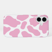 Roze & Witte Koe Print iPhone 16 Hoesje (Achterkant horizontaal)