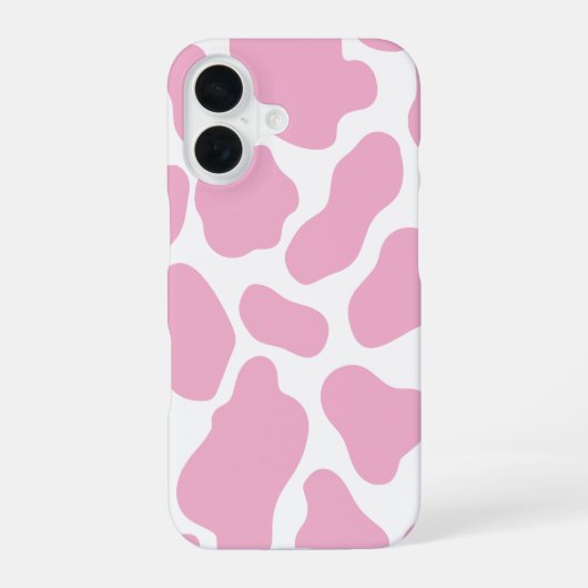 Roze & Witte Koe Print iPhone 16 Hoesje (Achterkant)