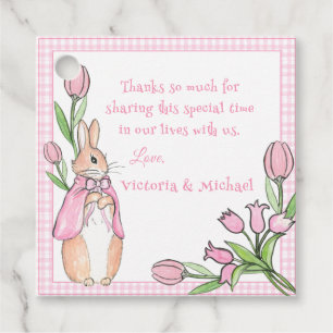 Roze witte konijn Dank u Baby shower Bedankjes Labels