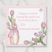 Roze witte konijn Dank u Baby shower Bedankjes Labels (Achterkant)
