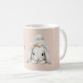 Roze Witte Konijn Perzik Boog Koffiemok (Voorkant rechts)