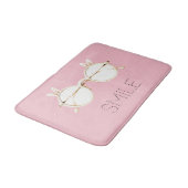 Roze Witte Konijnenoren Bril Glimlach Badmat (Gekanteld)