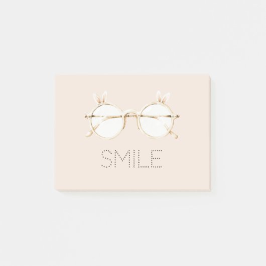 Roze Witte Konijnenoren Bril Glimlach Post-it® Notes (Voorkant)