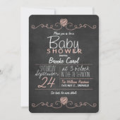 Roze & Witte Krijt Harten; Krijtbord Baby shower Kaart (Voorkant)
