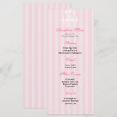 Roze & Witte Kroonluchter Gestreepte Receptie Menu (Voorkant / Achterkant)