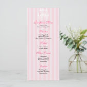 Roze & Witte Kroonluchter Gestreepte Receptie Menu (Staand voorkant)