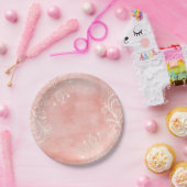  Roze & Witte Lace Bloemen Shabby Chic Papieren Bordje (Feest)