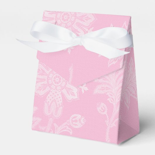 Roze Witte Lacey Bloemen Bedankdoosjes (Voorkant Zijde)