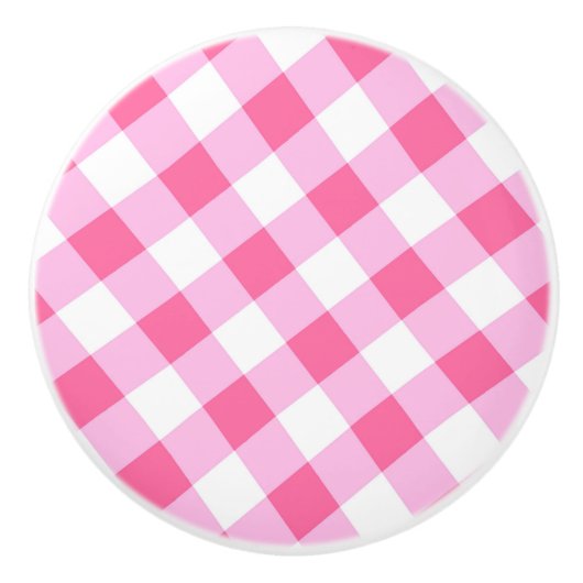 Roze & Witte Landelijke Gingham Geruite Knoppen (Voorkant)