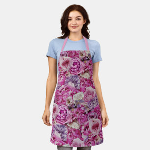 Roze Witte Lavendel Roos Bloemen Patroon Schort