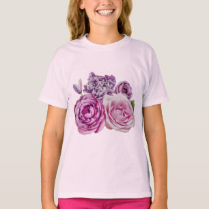 Roze witte lavender Roos Flowers T-shirt