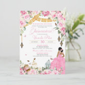 Roze witte legant Floral Butterfly Quinceanera 2 Kaart (Staand voorkant)