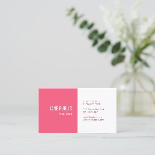 Roze witte legant minimalistische moderne Sjabloon Visitekaartje (Staand voorkant)