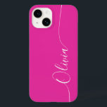 Roze witte legant naam voor kalligrafie Case-Mate iPhone 14 hoesje<br><div class="desc">De roze Wit Elegant Manuscript van de Kalligrafie de Aangepaste iPhone 14 de Slimme Gevallen van de Telefoon kenmerkt een modern en trendy eenvoudig en stijlvol ontwerp met uw gepersonaliseerde naam in elegante hand geschreven kalligrafiekmanuscript typografie op een zachte roze achtergrond. Ontworpen door ©Evco Studio www.zazzle.com/store/evcostudio</div>