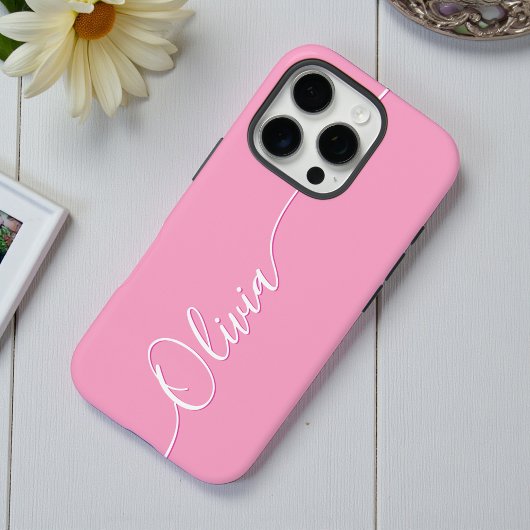 Roze witte legant naam voor kalligrafie Case-Mate iPhone case