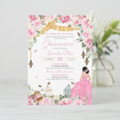 Roze witte legant vlindervlinder Quinceanera 1 Kaart (Staand voorkant)