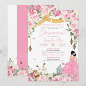 Roze witte legant vlindervlinder Quinceanera 1 Kaart (Voorkant / Achterkant)