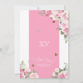 Roze witte legant vlindervlinder Quinceanera 5 Kaart (Achterkant)