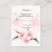 Roze & Witte Lelies RSVP Minicard Informatiekaartje (Achterkant)