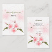 Roze & Witte Lelies RSVP Minicard Informatiekaartje (Voorkant / Achterkant)