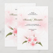 Roze & Witte Lelies Trouw Save The Date Aankondigi (Voorkant / Achterkant)