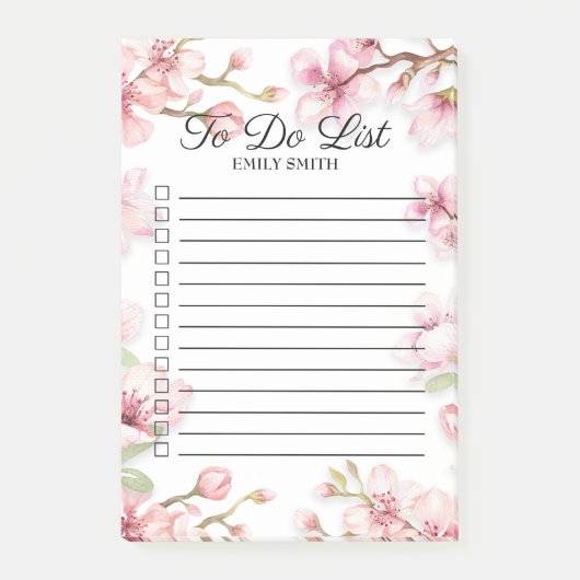 Roze Witte Lente Bloemige Checkbox Te Doen Post-it® Notes (Voorkant)