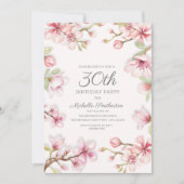 Roze Witte Lente Bloemige Vrouw 30e Verjaardag Kaart (Voorkant)