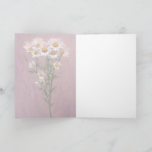 Roze Witte Lente Daisy Bloemen in Vaas Verjaardag Kaart (Binnen)