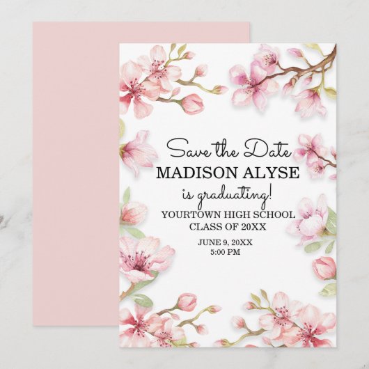 Roze witte lententuin Afstuderen Kaart (Voorkant / Achterkant)