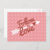 Roze & Witte Liefde Rode Hart Pijl Briefkaart (Voorkant / Achterkant)