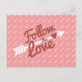 Roze & Witte Liefde Rode Hart Pijl Briefkaart (Voorkant)