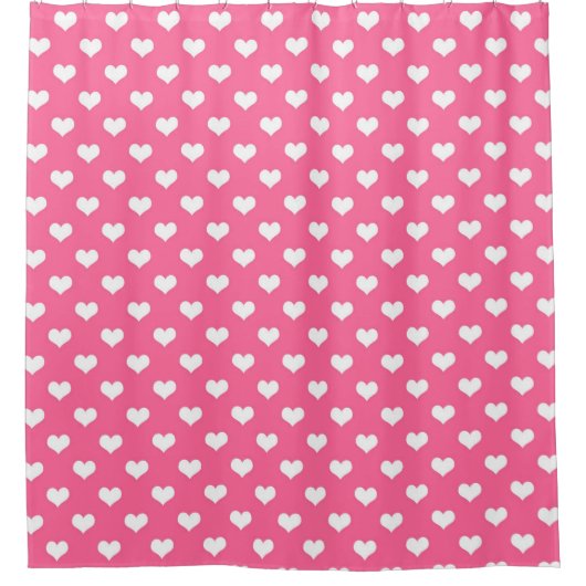 Roze Witte Liefdevolle Hartjes Ontwerp  Douchegordijn (Voorkant)