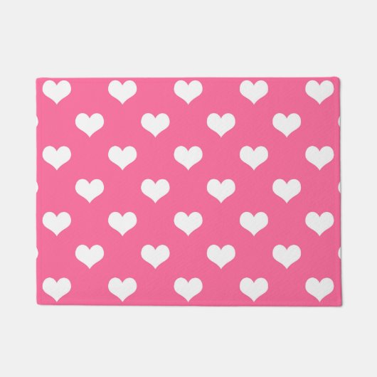 Roze Witte Lieve Harten Ontwerp Deurmat (Voorkant)