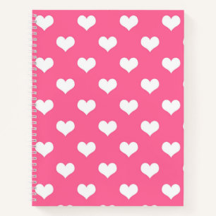 Roze Witte Lieve Harten Ontwerp Notitieboek