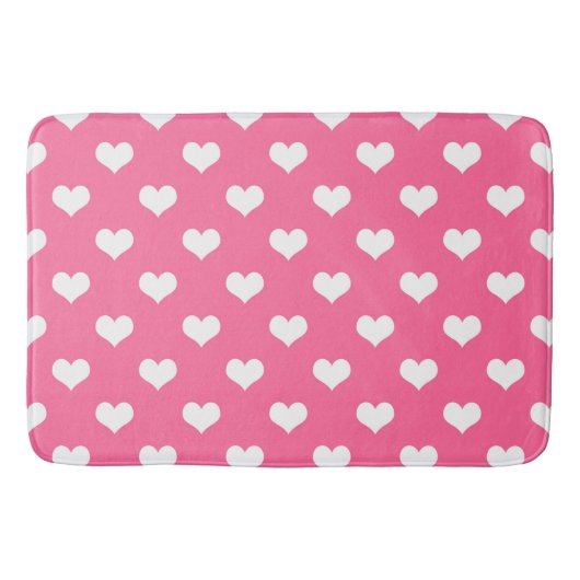 Roze Witte Lieve Hartjes Ontwerp  Badmat (Voorkant)
