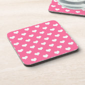 Roze Witte Lieve Hartjes Ontwerp Bier Onderzetter (Linkerzijde)