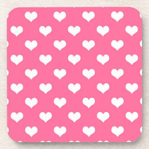 Roze Witte Lieve Hartjes Ontwerp Bier Onderzetter