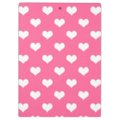 Roze Witte Lieve Hartjes Ontwerp Klembord (Achterkant)