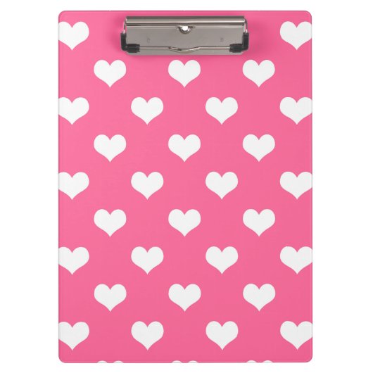 Roze Witte Lieve Hartjes Ontwerp Klembord (Voorkant)