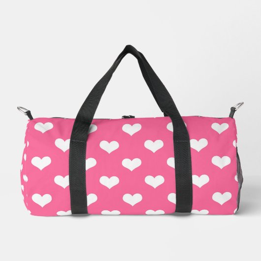 Roze Witte Lieve Hartjes Ontwerp  Plunjezak (Voorkant)