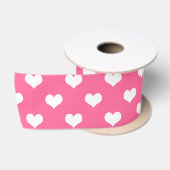 Roze Witte Lieve Hartjes Ontwerp  Satijnen Lint (Spoel)