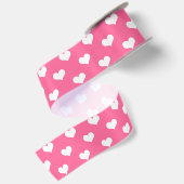 Roze Witte Lieve Hartjes Ontwerp  Satijnen Lint (Achterkant)
