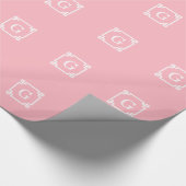 Roze witte Lijst 2 Initiaal monogram Cadeaupapier (Hoek)