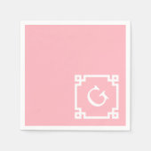 Roze witte Lijst 2 Initiaal monogram Servet (Voorkant)