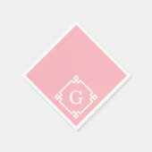 Roze witte Lijst 2 Initiaal monogram Servet (Hoek)